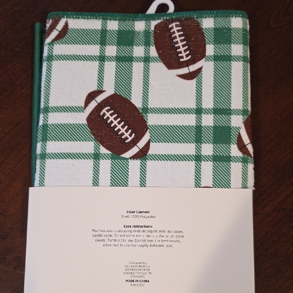 (J61) Football Themed Dish Drying Mat - Green and Brown - Picture 5 of 5
